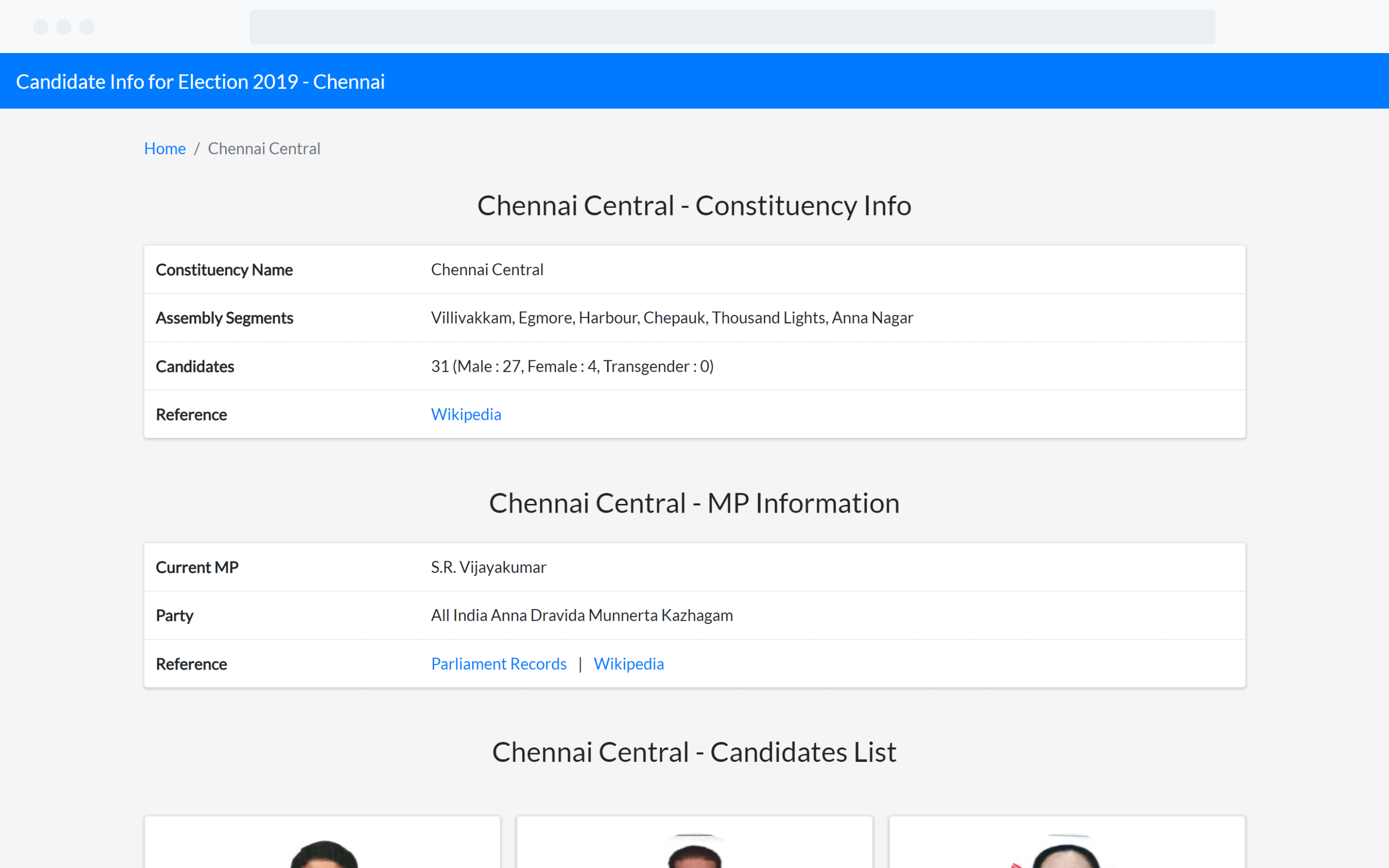 Constituency Page of Know Your Vote Site