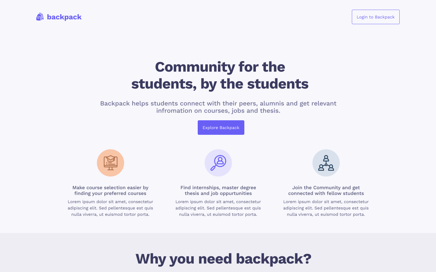 Backpack home page